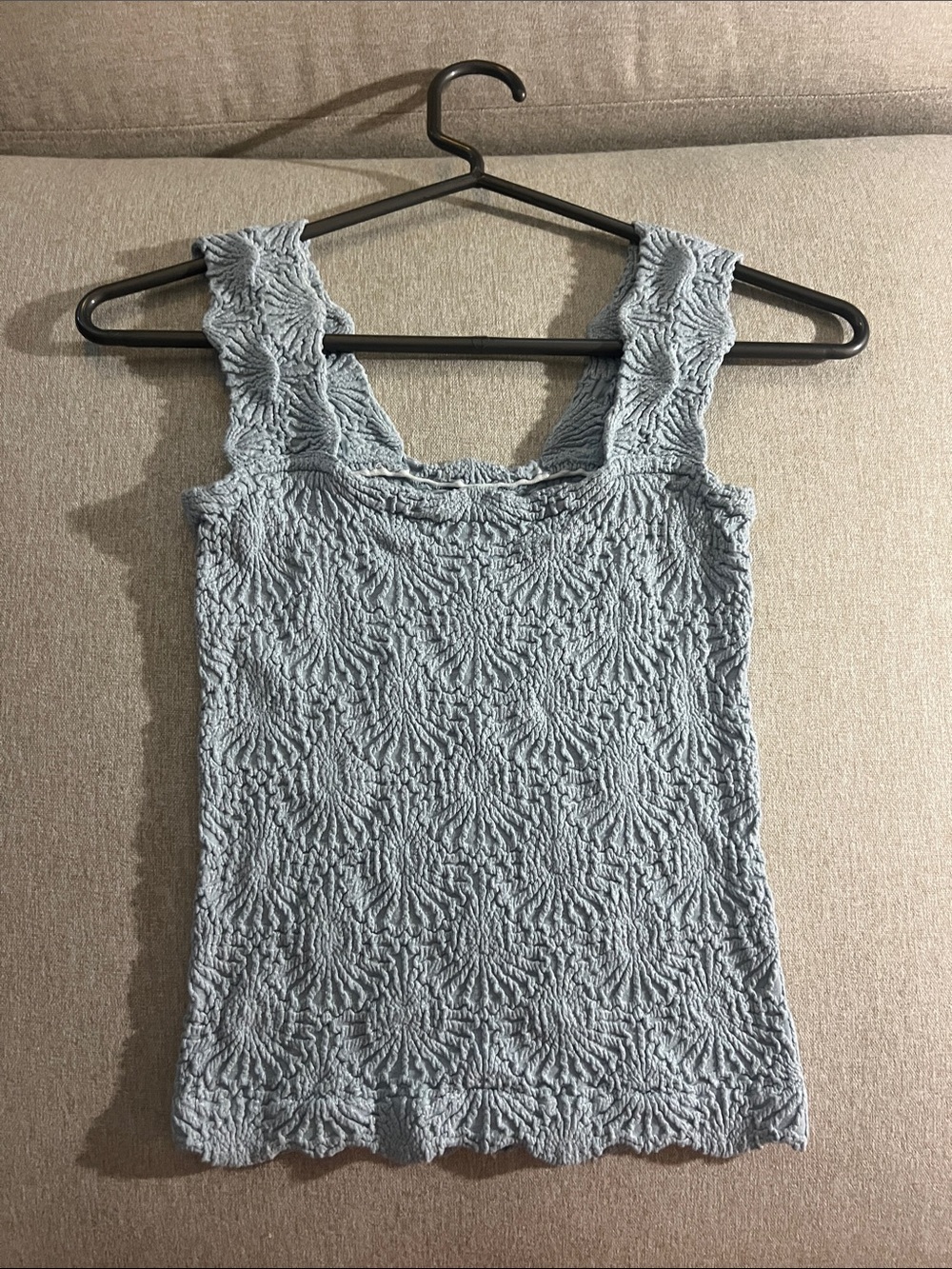 Free people Light Blue Textured Smocked Tank Top by
